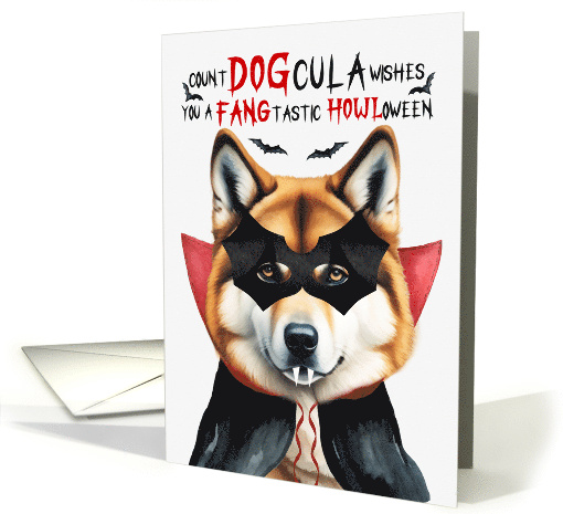 Akita Dog Funny Halloween Count DOGcula card (1799374)