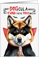 Akita Dog Funny Halloween Count DOGcula card