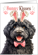 Easter Bunny Kisses Barbet Dog in Bunny Ears card