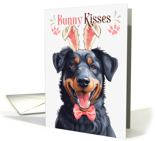 Easter Bunny Kisses Beauceron Dog in Bunny Ears card (1799906)