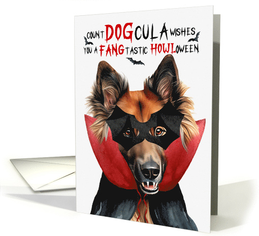 Belgian Tervuren Dog Funny Halloween Count DOGcula card (1800712)