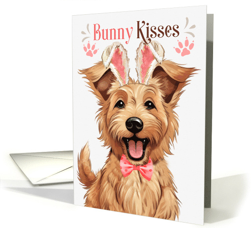 Easter Bunny Kisses Berger Picard Dog in Bunny Ears card (1800916)