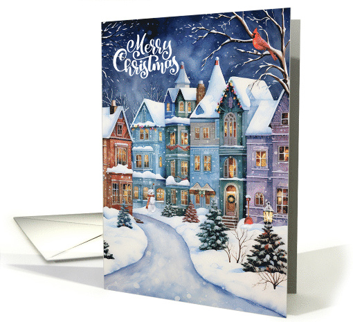 Christmas Village Winter Pines and Cardinal Bird card (1801168)