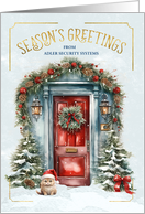 Season’s Greetings Blue and Red Door Business Custom Name card