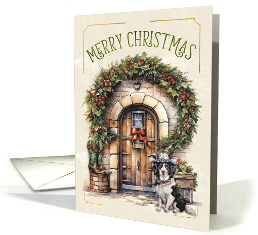 Western Country Christmas Front Door and Cowboy Dog card (1802136)