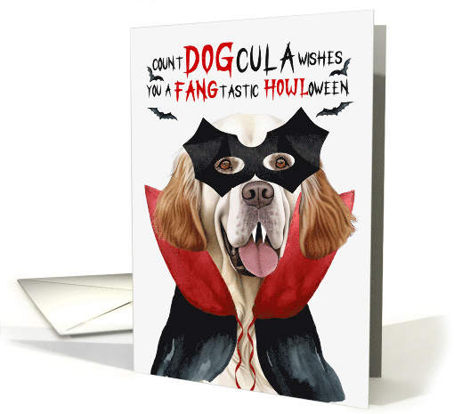 Clumber Spaniel Dog Funny Halloween Count DOGcula card (1802398)