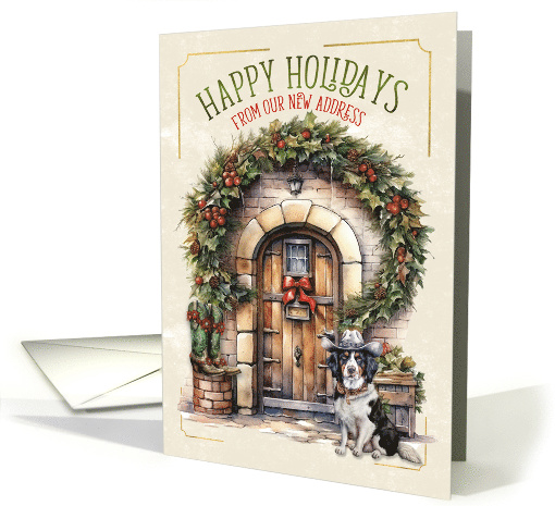 New Address Country Western Holiday Home and Dog in a Cowboy Hat card