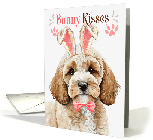 Easter Bunny Kisses Cockapoo Dog in Bunny Ears card (1802626)