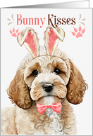 Easter Bunny Kisses Cockapoo Dog in Bunny Ears card