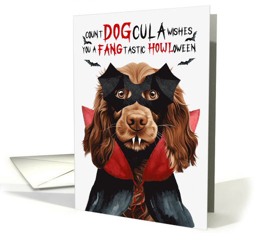 Field Spaniel Dog Funny Halloween Count DOGcula card (1804668)