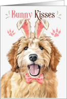 Easter Bunny Kisses Goldendoodle Dog in Bunny Ears card