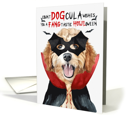 Goldendoodle Dog Funny Halloween Count DOGcula card (1805044)