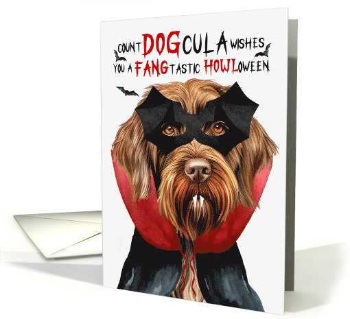 Wirehaired Pointing Griffon Dog Funny Halloween Count DOGcula card