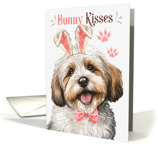 Easter Bunny Kisses Havanese Dog in Bunny Ears card (1806562)