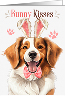 Easter Bunny Kisses Kooikerhondje Dog in Bunny Ears card