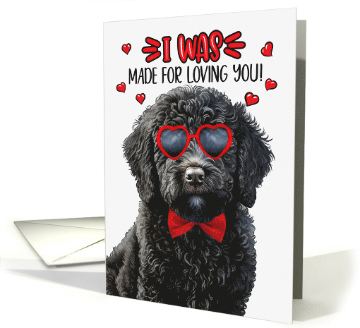 Valentine's Day Black Labradoodle Dog Made for Loving You card