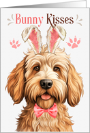 Easter Bunny Kisses Caramel Labradoodle Dog in Bunny Ears card