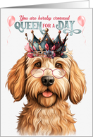 Birthday Caramel Labradoodle Dog Funny Queen for a Day card