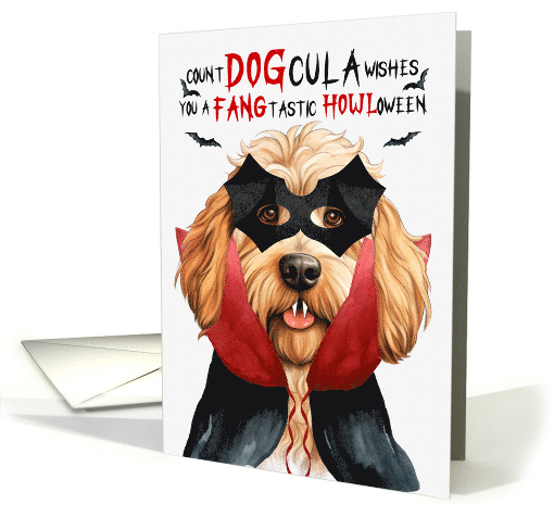 Caramel Labradoodle Dog Funny Halloween Count DOGcula card (1807908)