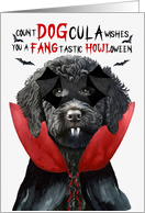 Black Labradoodle Dog Funny Halloween Count DOGcula card