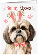 Easter Bunny Kisses Lhasa Apso Dog in Bunny Ears card