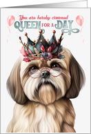 Birthday Lhasa Apso Dog Funny Queen for a Day card