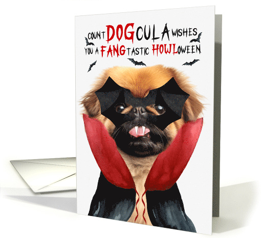 Pekingese Dog Funny Halloween Count DOGcula card (1809070)