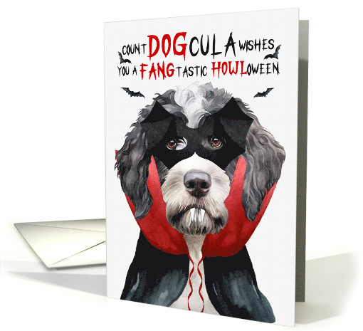 Portuguese Water Dog Funny Halloween Count DOGcula card (1809270)
