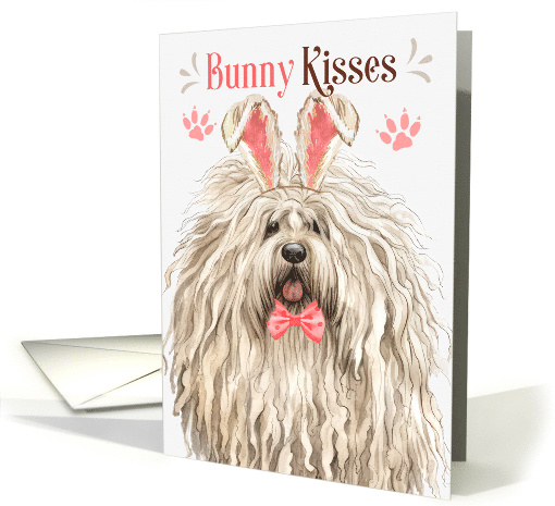 Easter Bunny Kisses Puli Dog in Bunny Ears card (1809310)