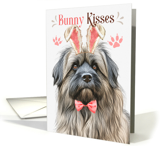 Easter Bunny Kisses Pyrenean Shepherd in Bunny Ears card (1809766)