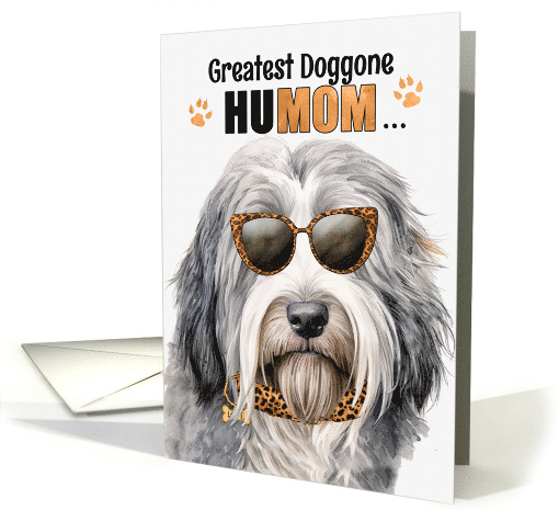 Mother's Day Bearded Collie Dog Greatest HuMOM Ever card (1810004)