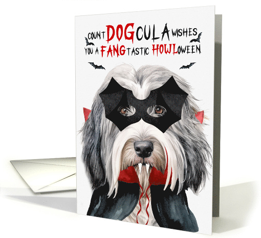 Bearded Collie Dog Funny Halloween Count DOGcula card (1810036)