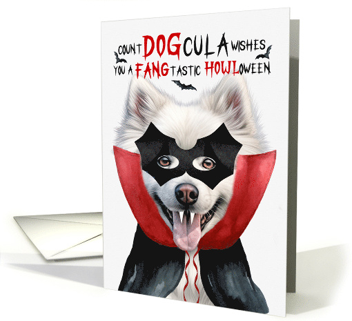 American Eskimo Dog Funny Halloween Count DOGcula card (1810650)
