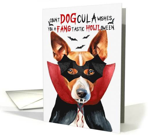 Basenji Dog Funny Halloween Count DOGcula card (1810858)