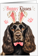 Easter Bunny Kisses Chocolate Cocker Spaniel Dog in Bunny Ears card