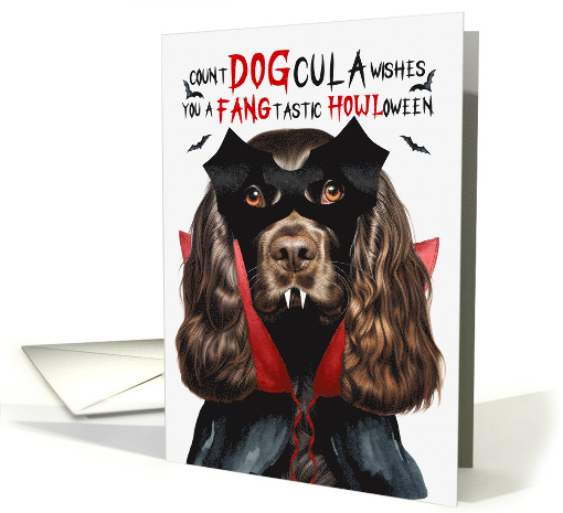 Chocolate Cocker Spaniel Dog Funny Halloween Count DOGcula card