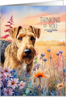 Thinking of You Airedale Terrier Dog with Wildflowers card