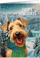 Veterinary Yappy Howlidays Airedale Terrier Dog in a Winter Scarf card