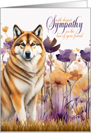 Sympathy Akita Dog in a Purple Wildflower Meadow card