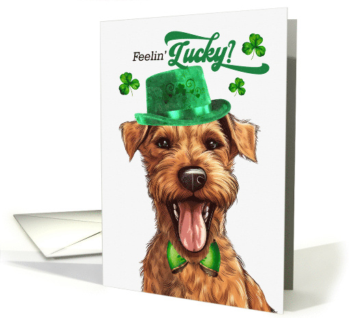 St Patrick's Day Irish Terrier Dog Feelin' Lucky Clovers card