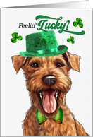 St Patrick’s Day Irish Terrier Dog Feelin’ Lucky Clovers card