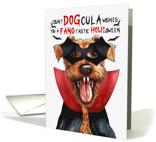 Irish Terrier Dog Funny Halloween Count DOGcula card (1812926)