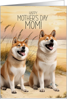 Akita Dogs Mother’s Day Sunset Beach Cove card