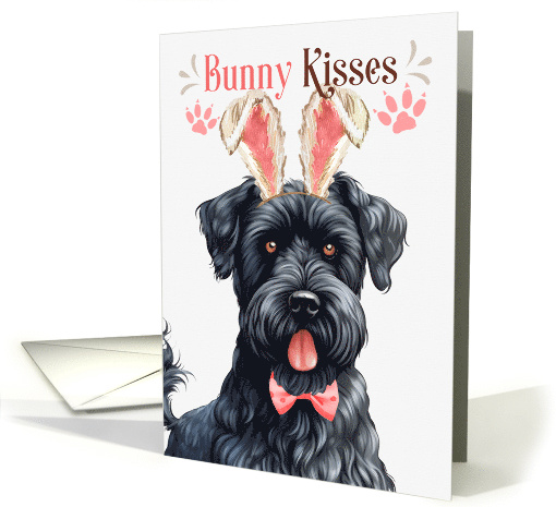 Easter Bunny Kisses Kerry Blue Terrier Dog in Bunny Ears card