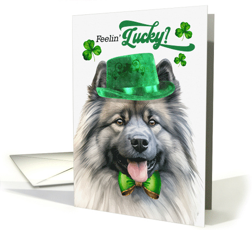 St Patrick's Day Keeshond Dog Feelin' Lucky Clovers card (1813502)