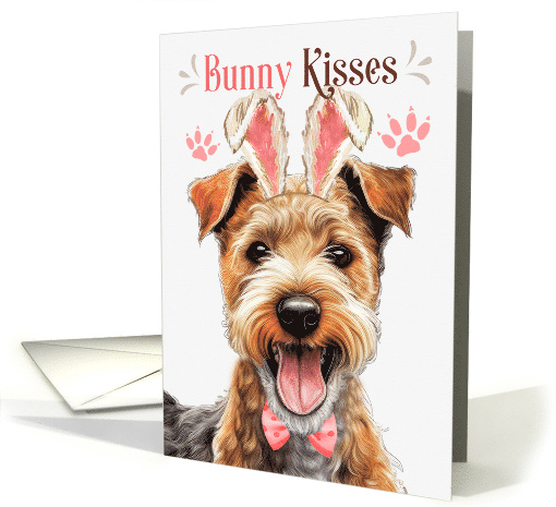 Easter Bunny Kisses Lakeland Terrier Dog in Bunny Ears card (1813620)