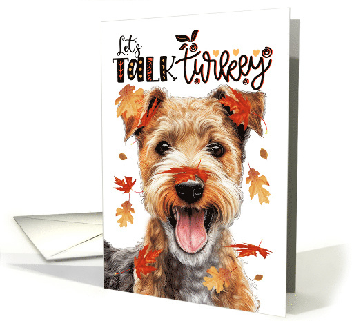 Thanksgiving Lakeland Terrier Dog Let's Talk Turkey card (1813648)