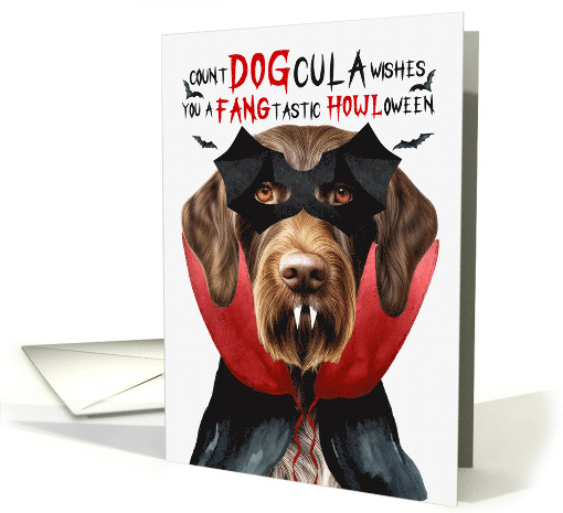German Wirehair Pointer Dog Funny Halloween Count DOGcula card