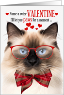 Seal Point Birman Cat Lover Valentine’s Day with Feline Humor card