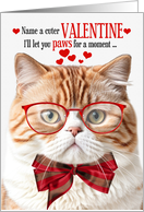 Orange Tabby British Shorthair Cat Valentine’s Day with Feline Humor card